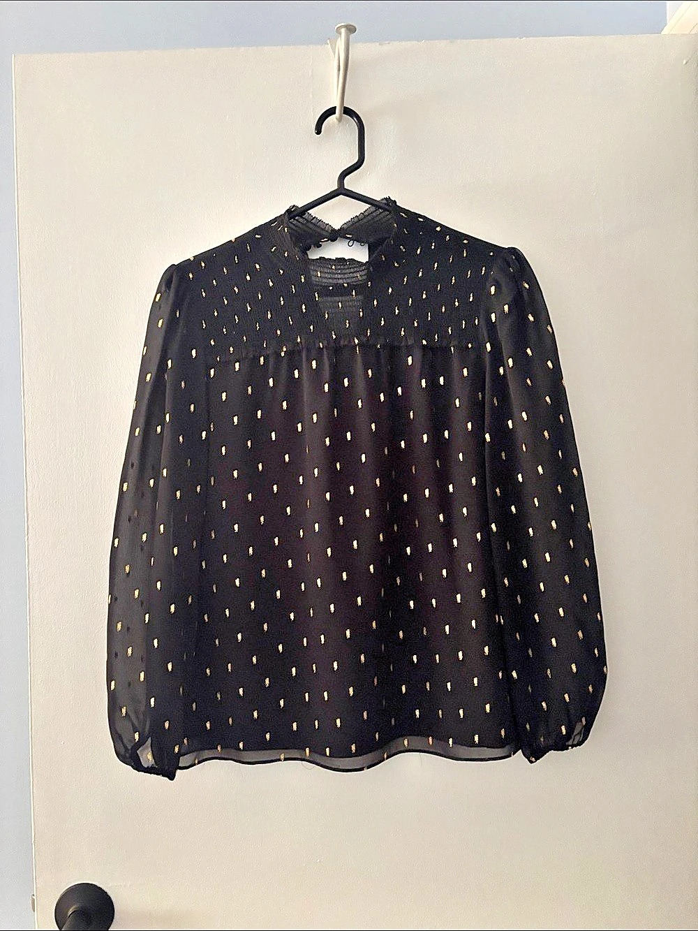 By Anthropologie Long-Sleeve Mock-Neck Metallic Top Black & Yellow